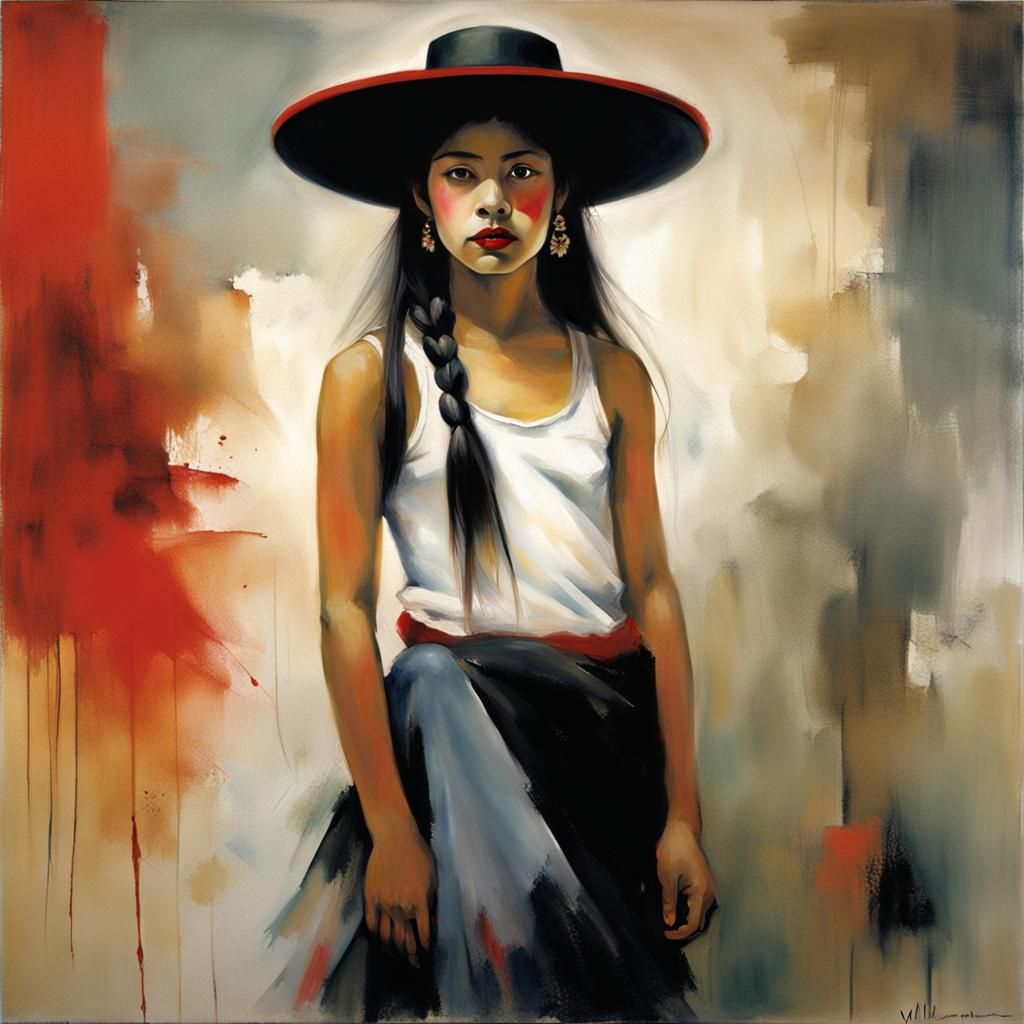 Mexican Dancer Portrait in Muted Colors