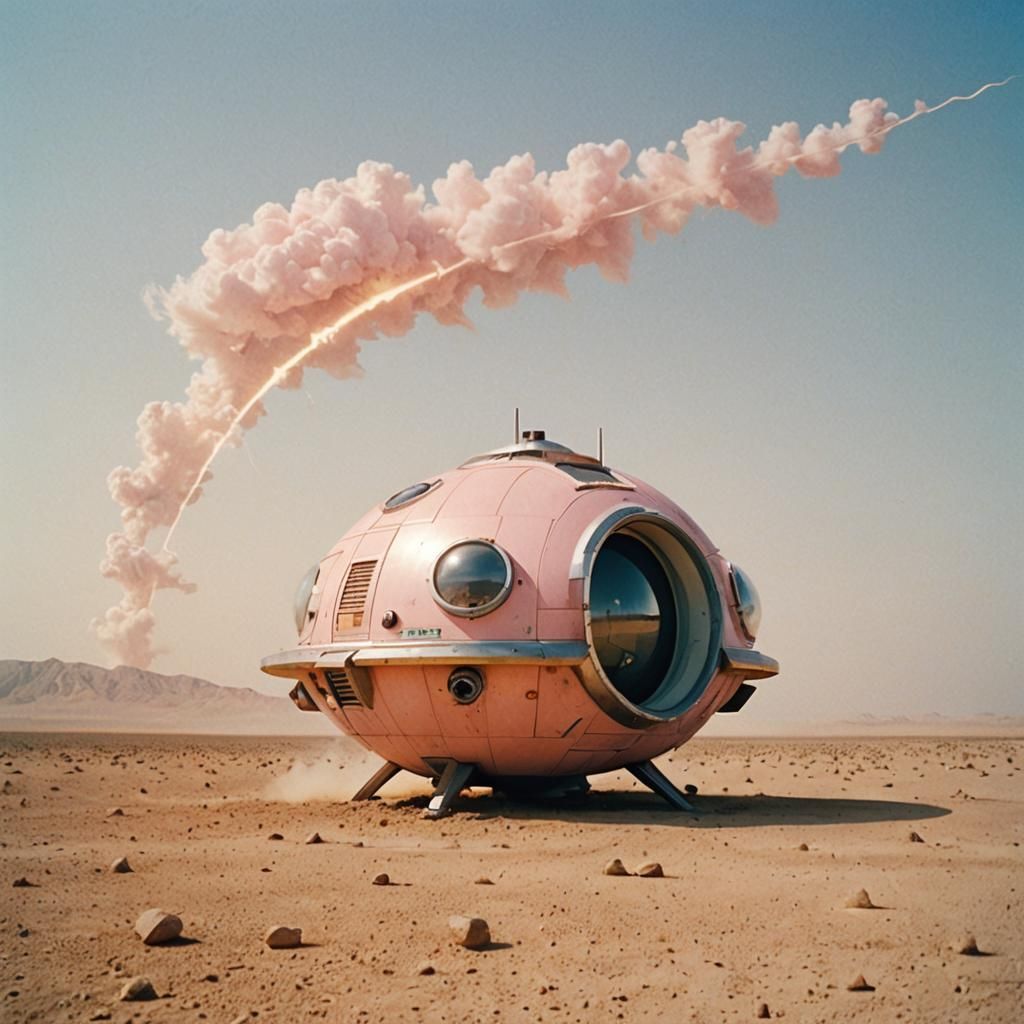 Futuristic Spaceship in Desert Sandstorm: VHS Still