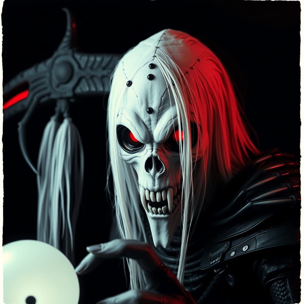 Eldritch Horror Demon Reaper Face in Hyperphotorealistic Sty...