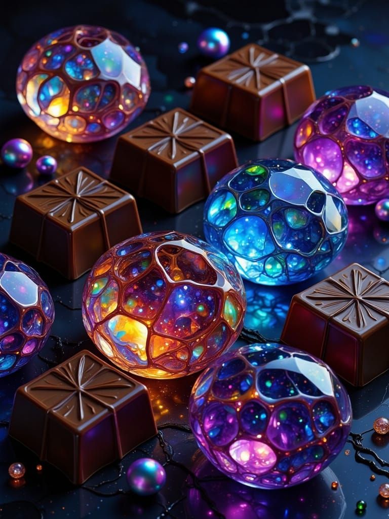 Luminescent Crystal Opal Chocolates in Mystique Bakery