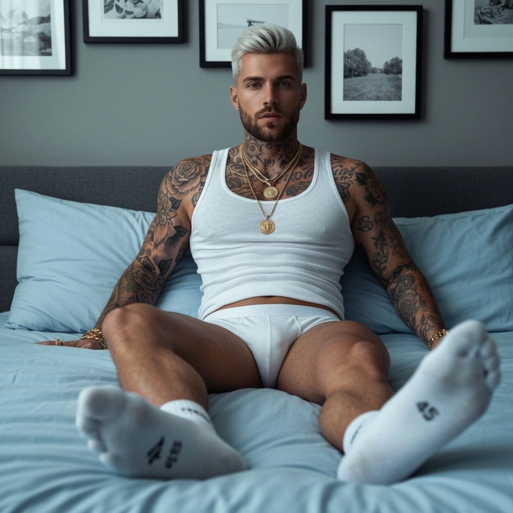 Man Relaxing in Modern Bedroom Portrait