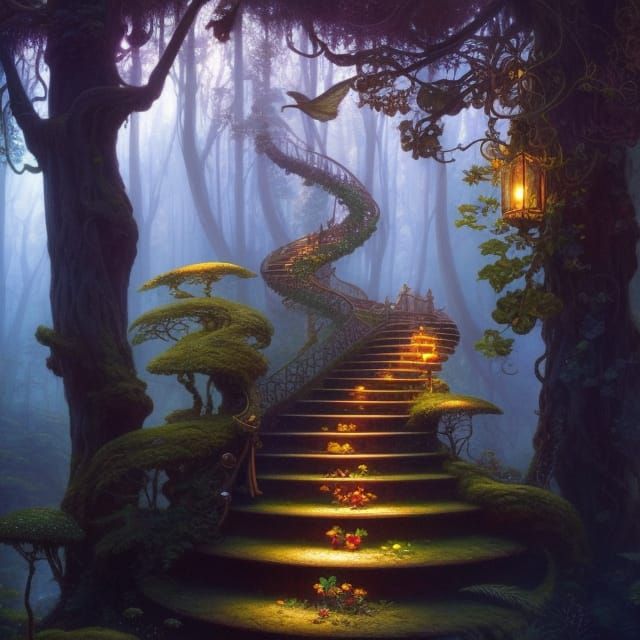 Enchanted Elvish Stairway to Fae Treehouse