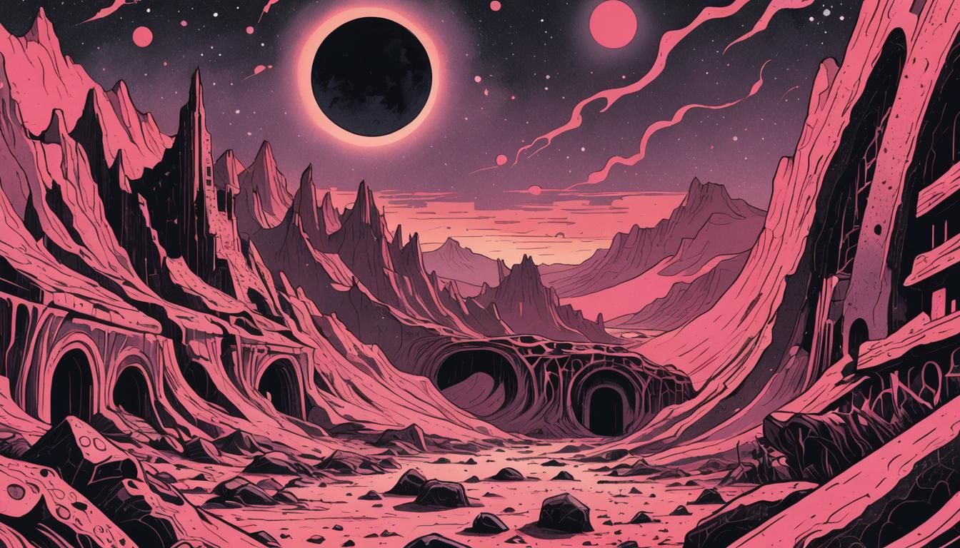 Martian Solar Eclipse: Polish Comic Book Illustration