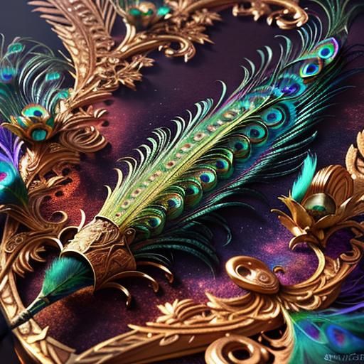 Detailed Peacock Feather Fantasy Concept Art