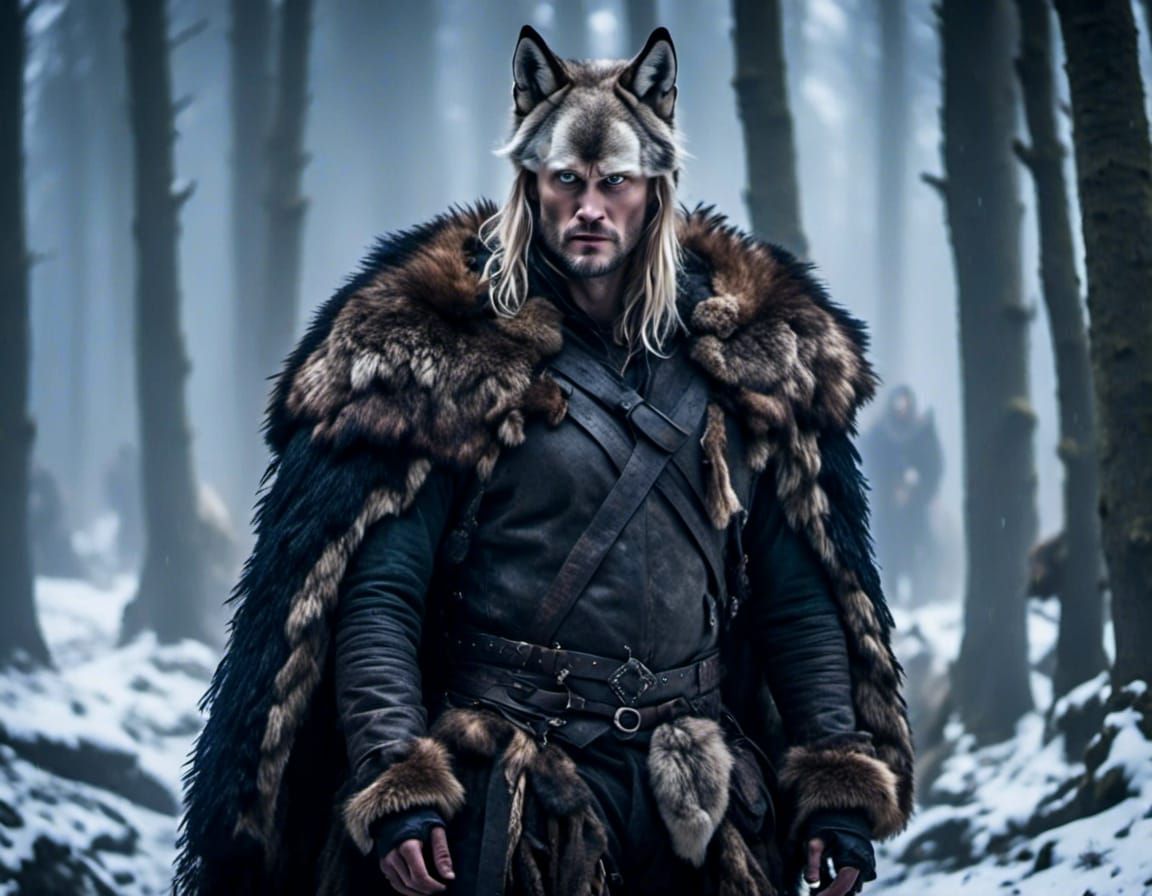 Viking Northman, wearing a wolfs pelt