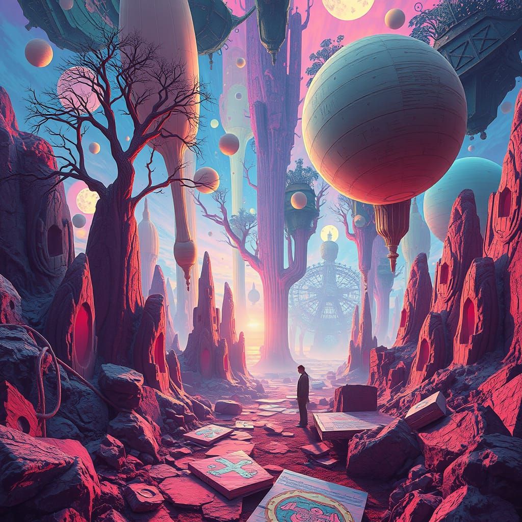 Surreal Dreamscape in Vibrant Ethereal Colors