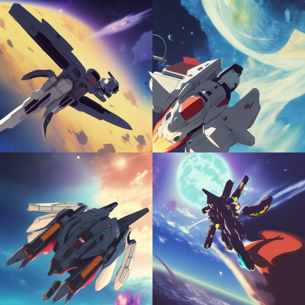 Space Pirate Gundam Fight in Anime Style