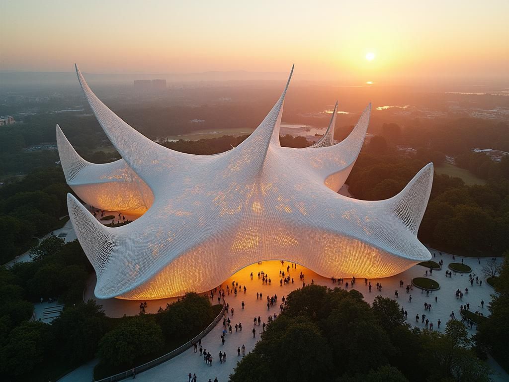 Birdland: Macroceramic Parametric Architecture at Sunset