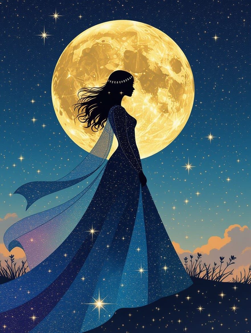 Holographic Tarot Card in Starry Night Collage