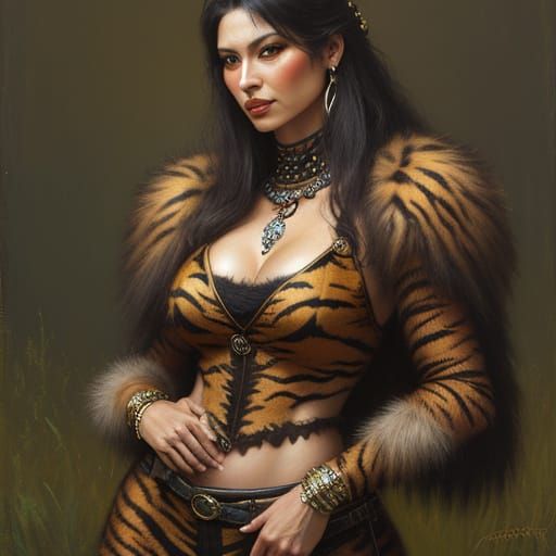 Tiger Fur Portrait in Oil Painting Style