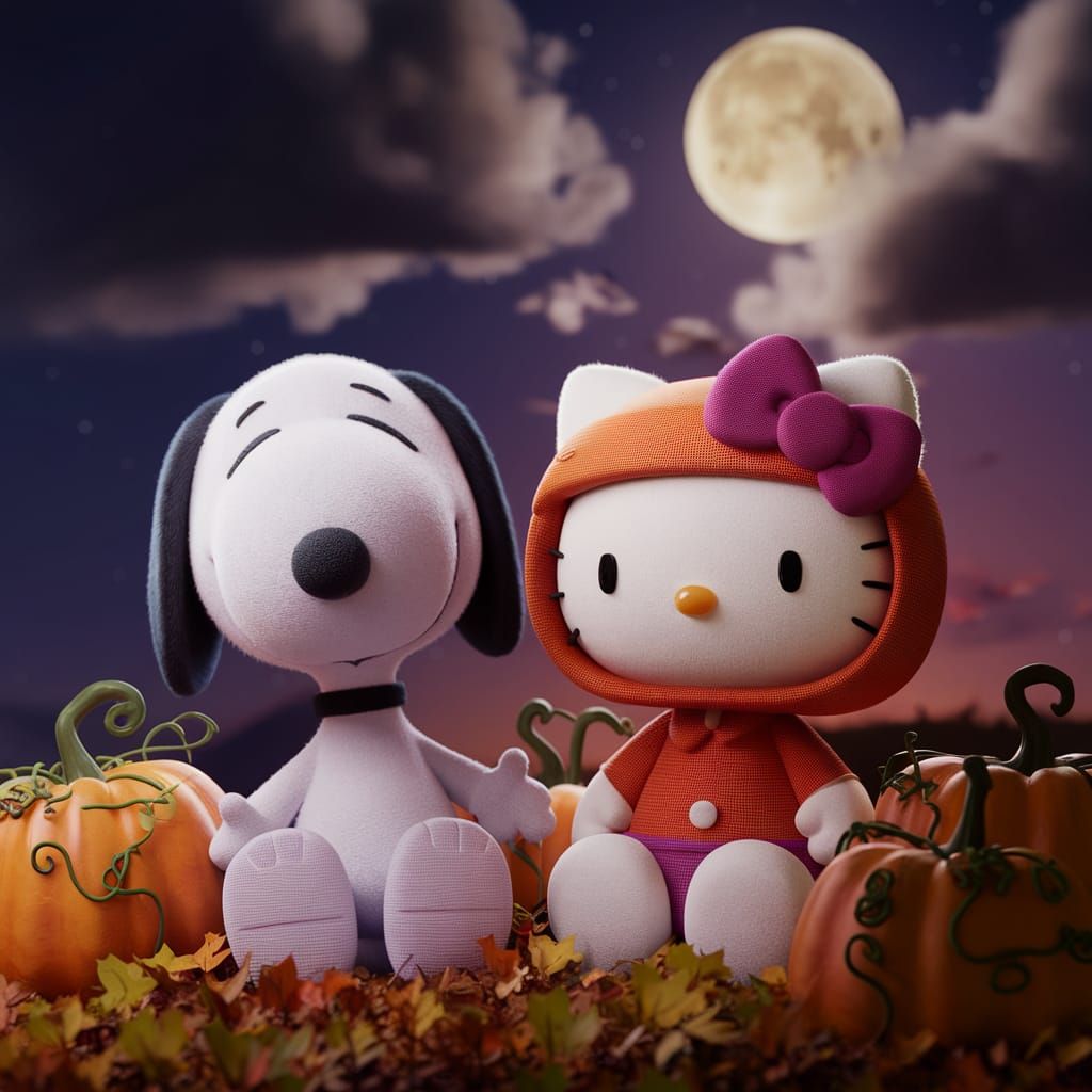 Snoopy and Hello Kitty in Autumn Claymation