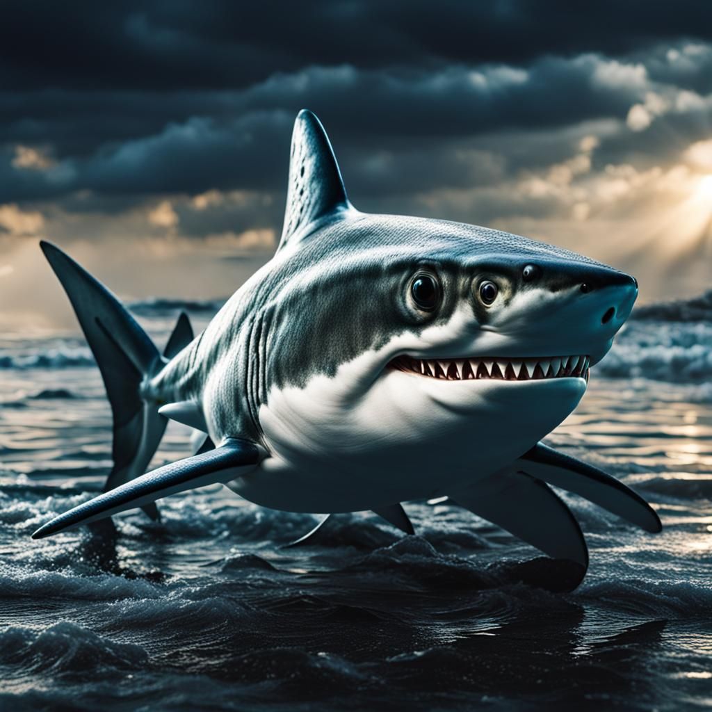 Hyperrealistic Baby Shark in Cinematic Style