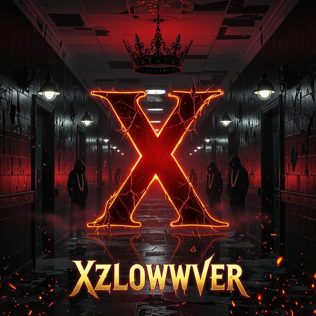 Eerie Hospital Hallway with Crimson Symbol in Gothic Horror ...