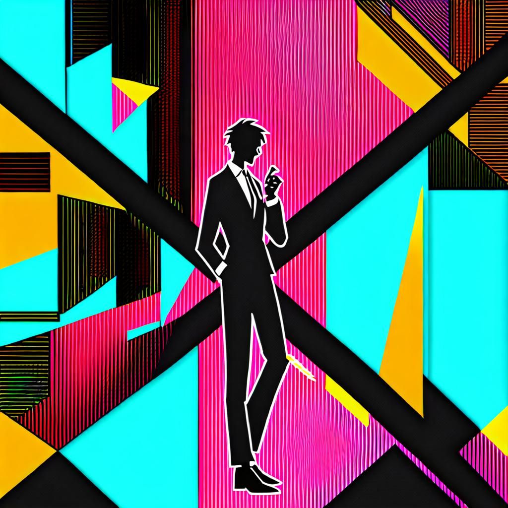 Handsome Devil in Suit: Minimal Flat Art Style