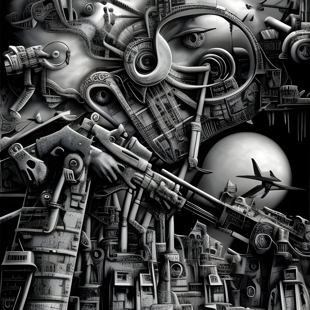 Supermodels Armed for War: Surreal Art