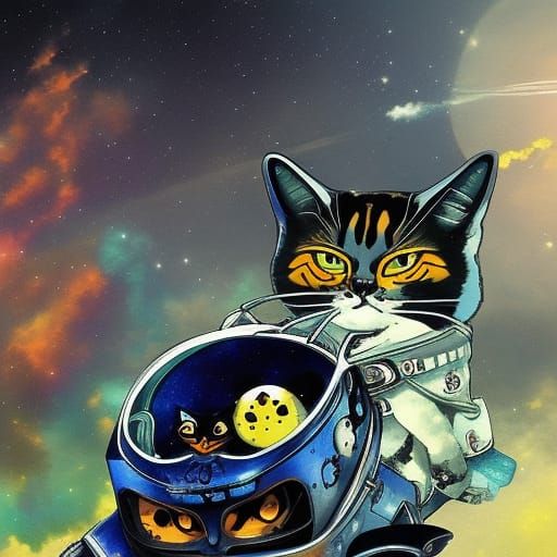 Biopunk Cat in Style of Modern Masters