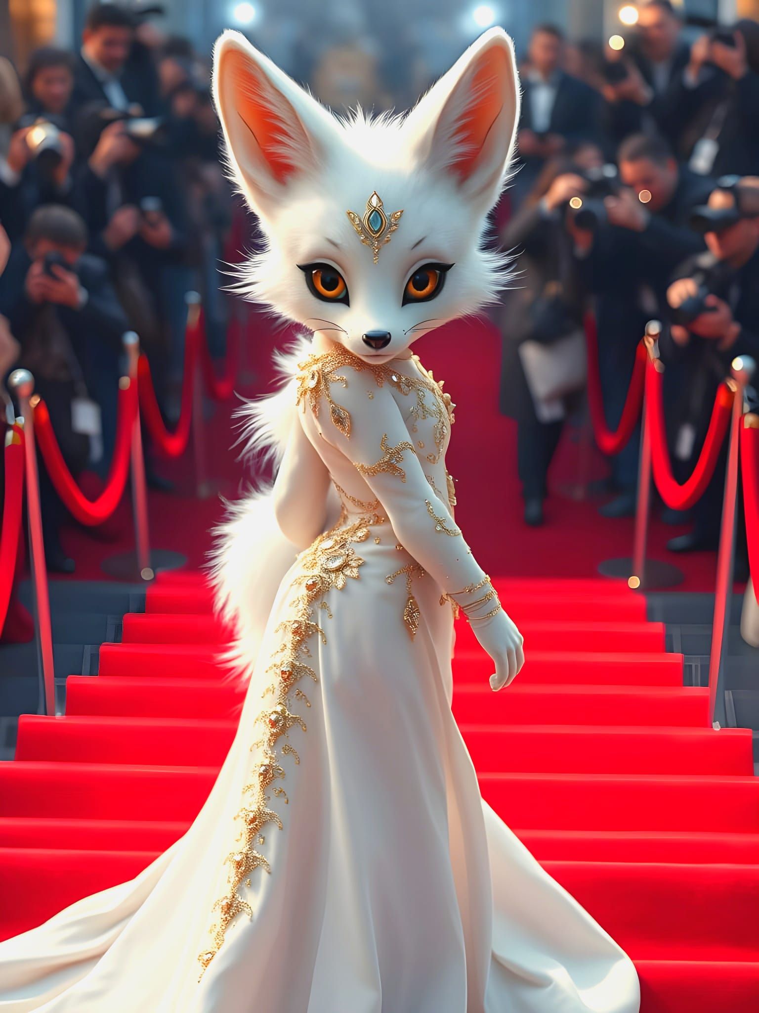 Ethereal Actress Shines on Red Carpet in Elegant White Gown