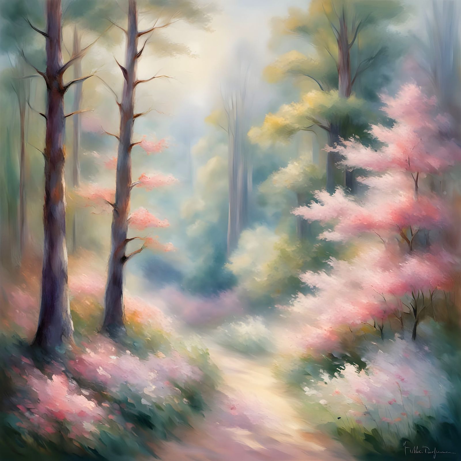 Whimsical Pink Forest in Gingham Style