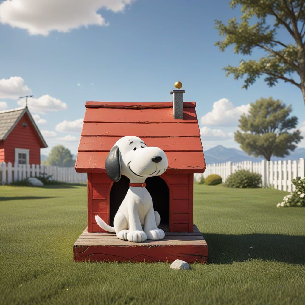 Snoopy on Doghouse: Classic Cartoon Art