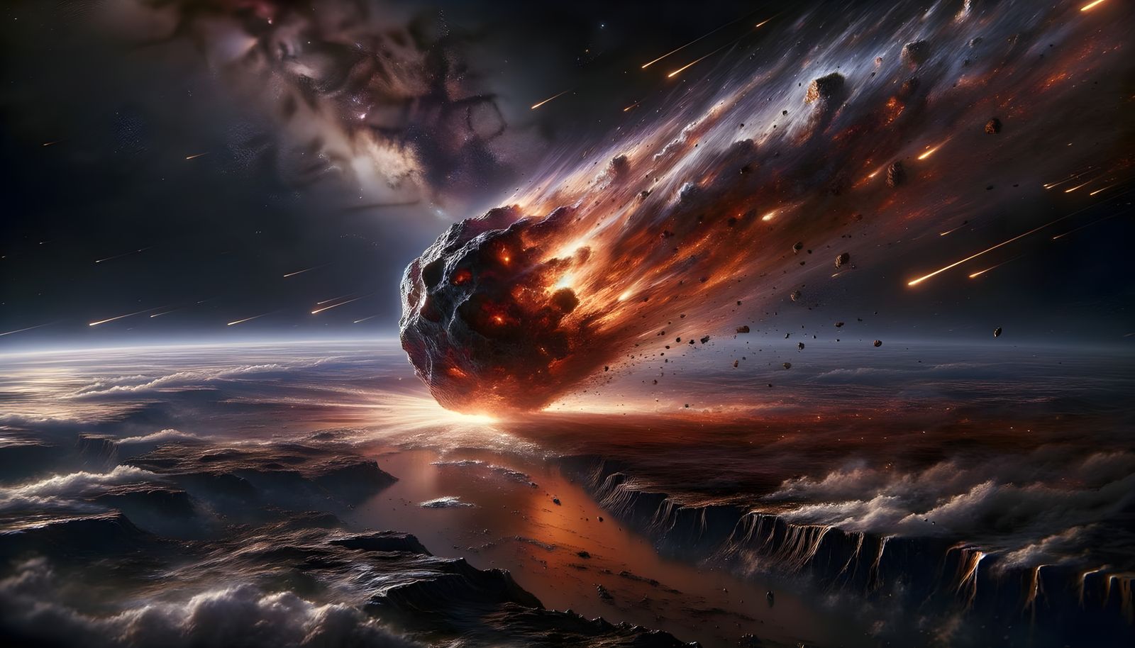 Colossal Meteorite Hurtling Through Space in Hyperrealism