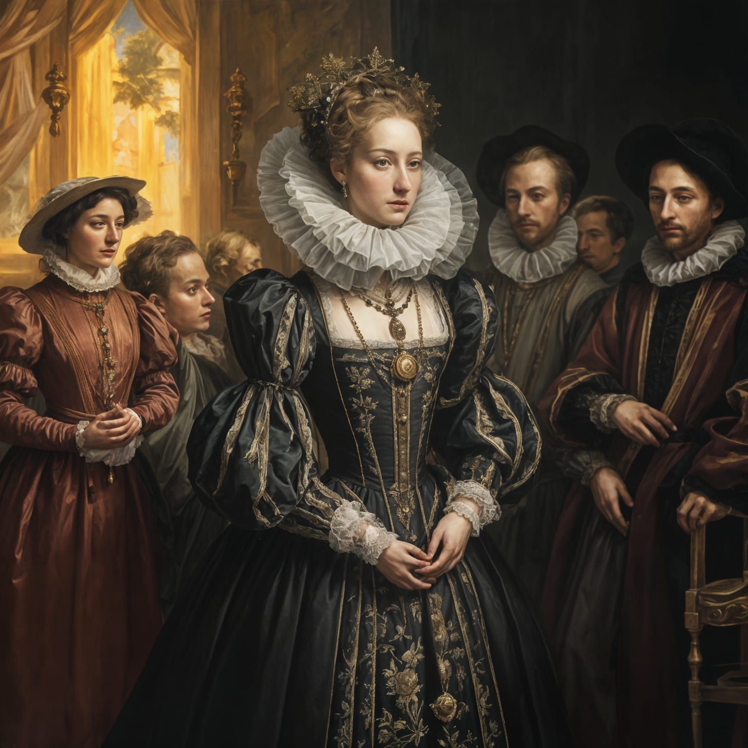 Renaissance Woman in Elizabethan Finery