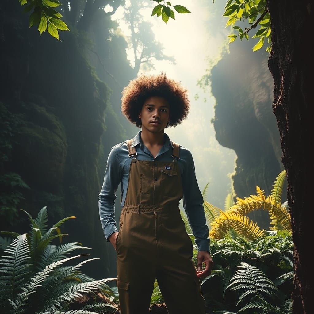 prehistoric afro man stare