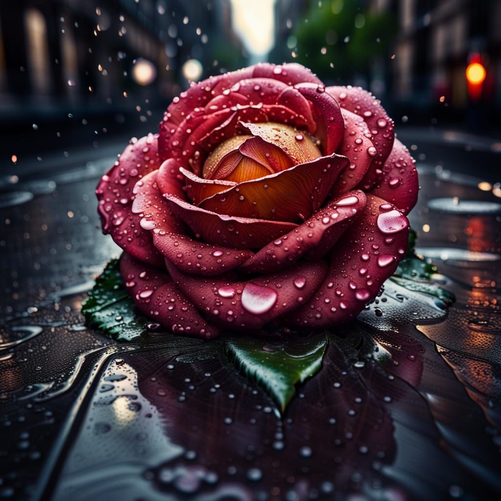 Westminster Cathedral Rose in Rainy London Street