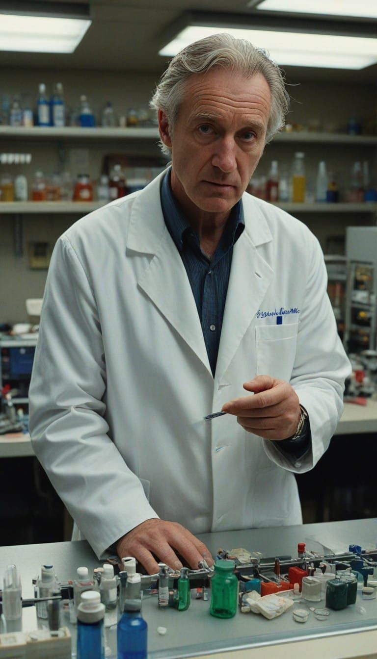 Cinematic Lab Technician in Moody, High-Contrast Style