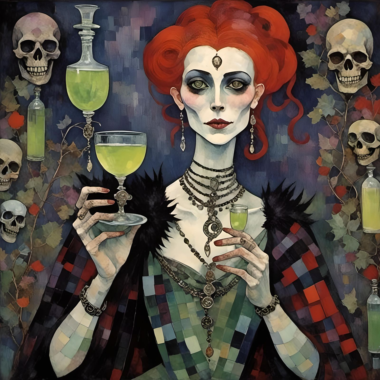 Gothic Vampire Temptress with Absinthe