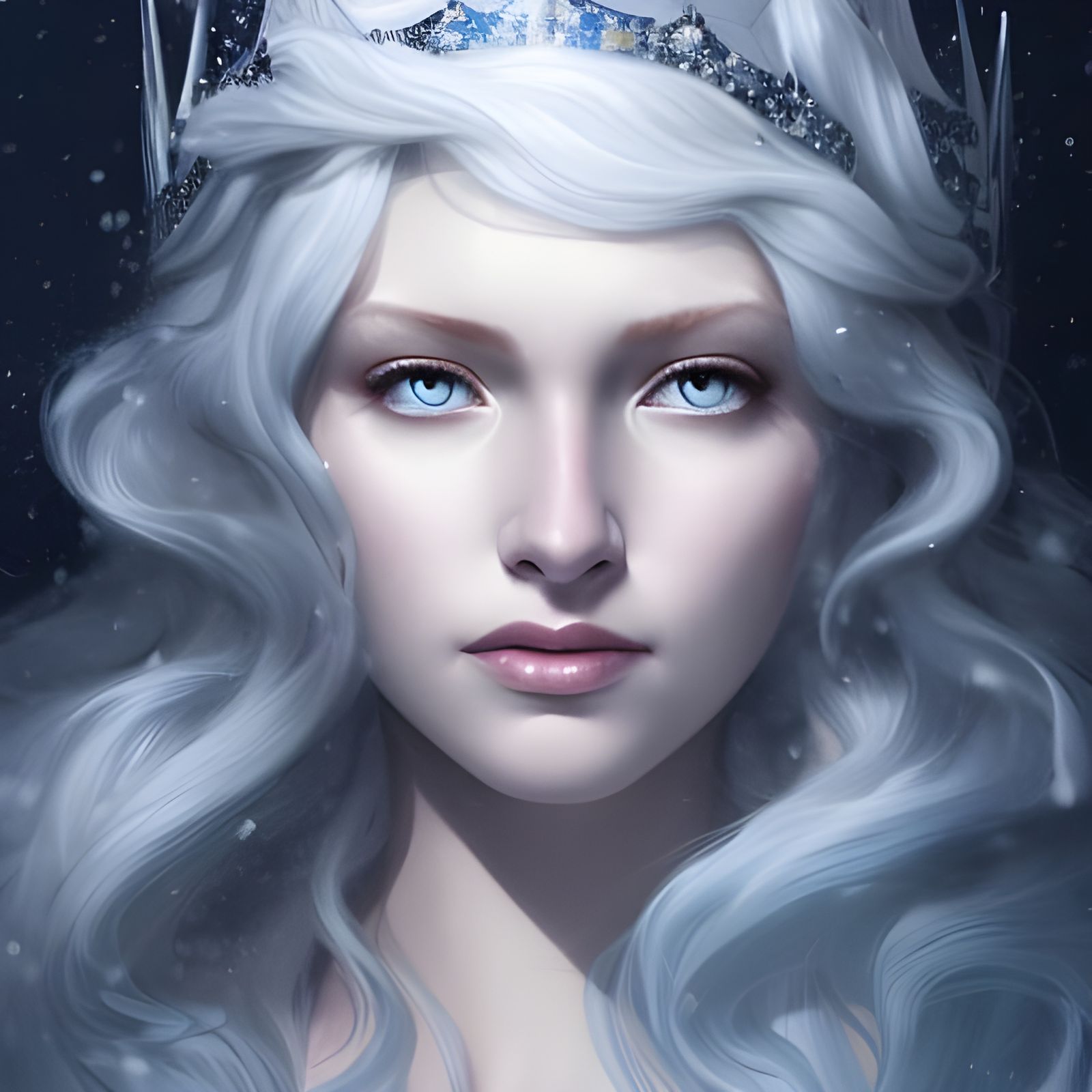 Snow Goddess Portrait in Hyperdetailed Digital Art