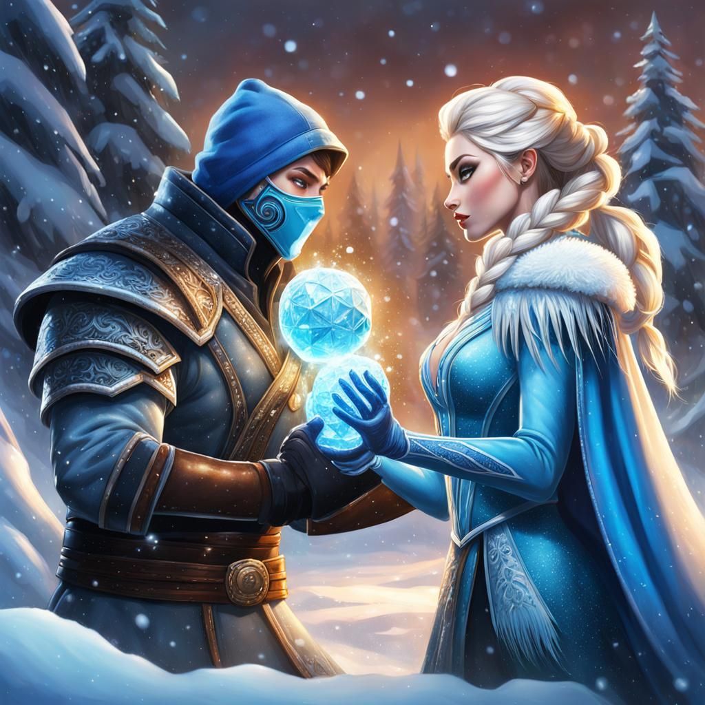 Elsa and Sub-Zero Build a Snowman