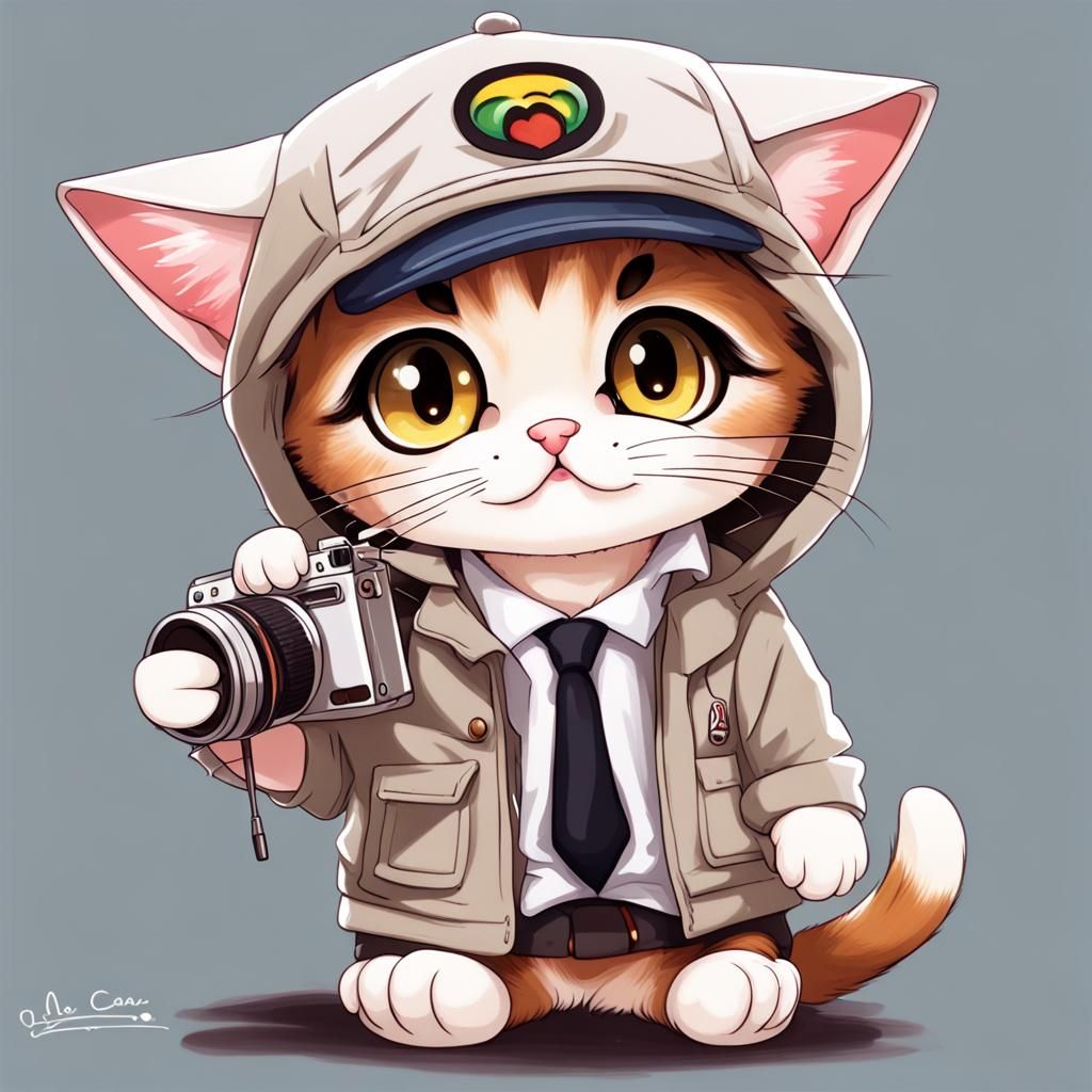 Cute Chibi Cat Anime Style