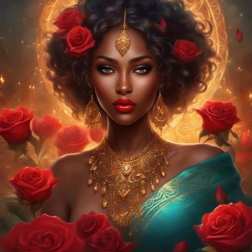 Beautiful African Woman in Lingerie with Glowing Accents