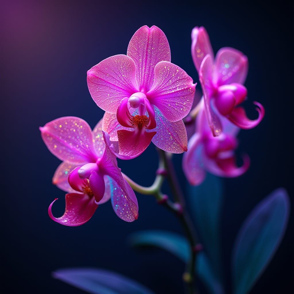 Neon Orchid in the Style of Digital Art