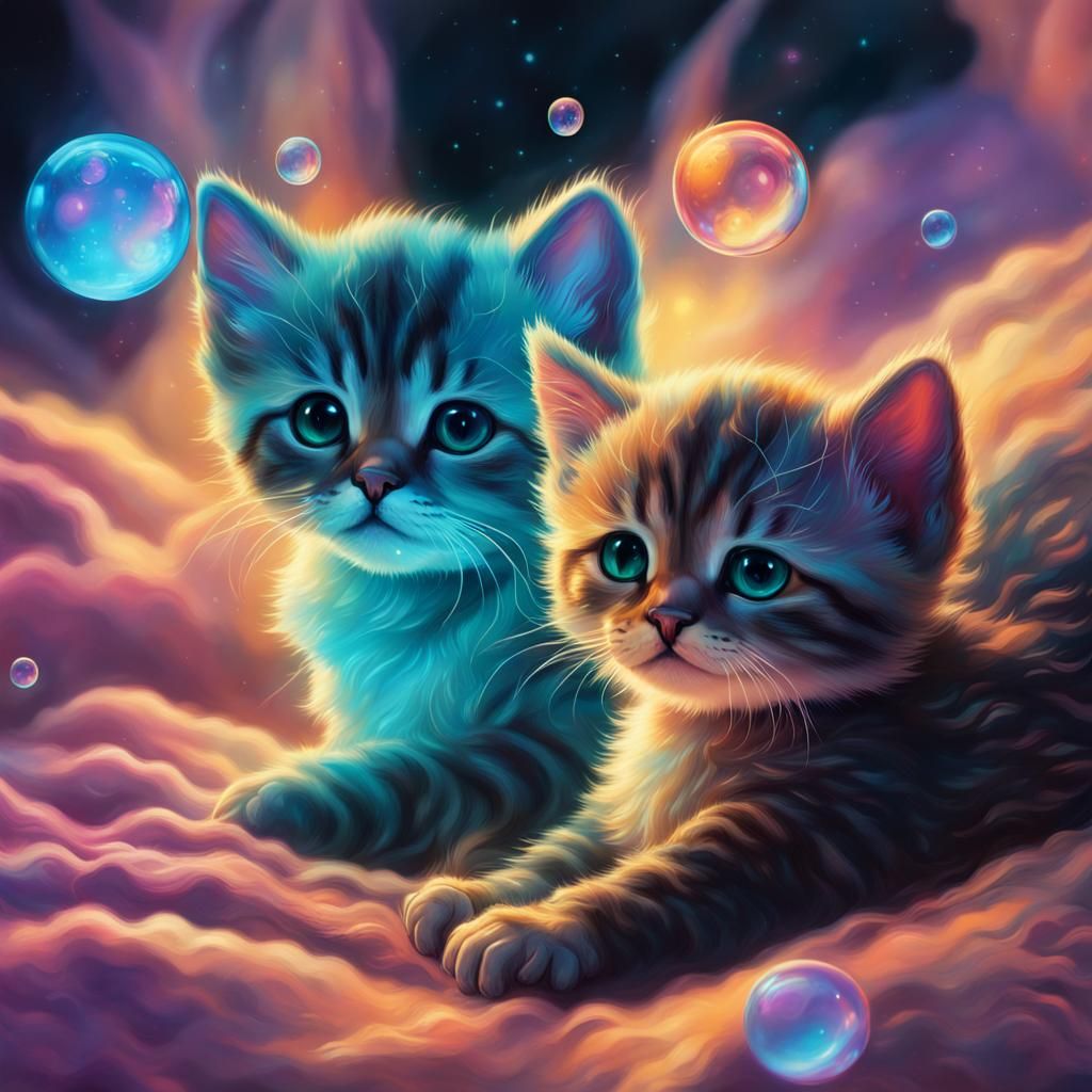 Bioluminescent Kittens in Galactic Bubbles: Splash Art