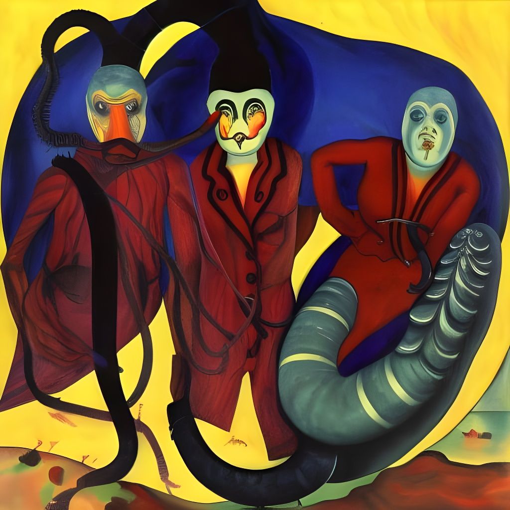 Giant Leeches Attack in Fauvist Horror Painting