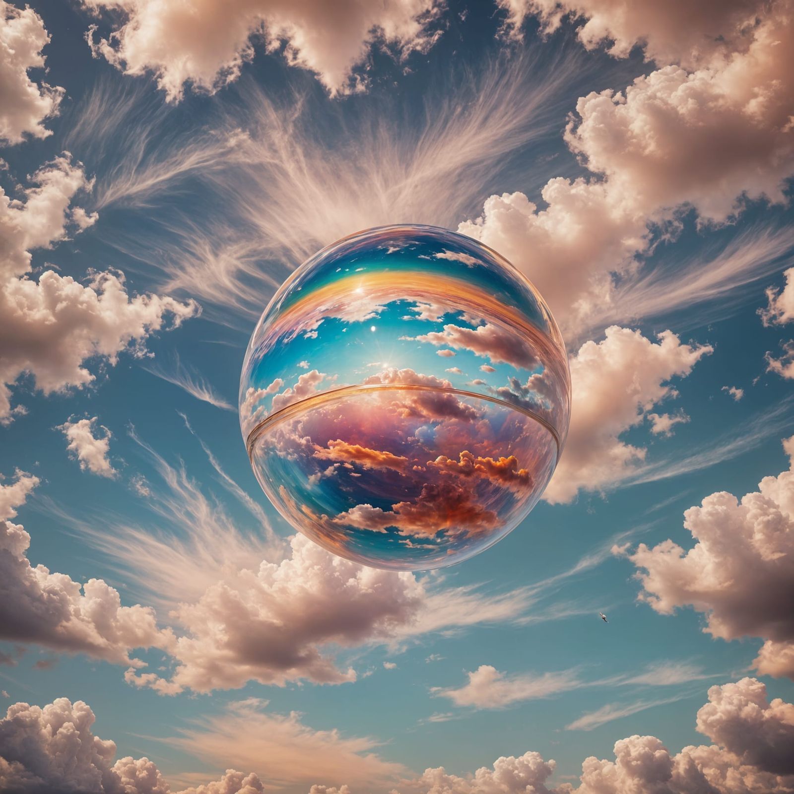 Cute Multicolored Floating Sphere: Dreamy Digital Art
