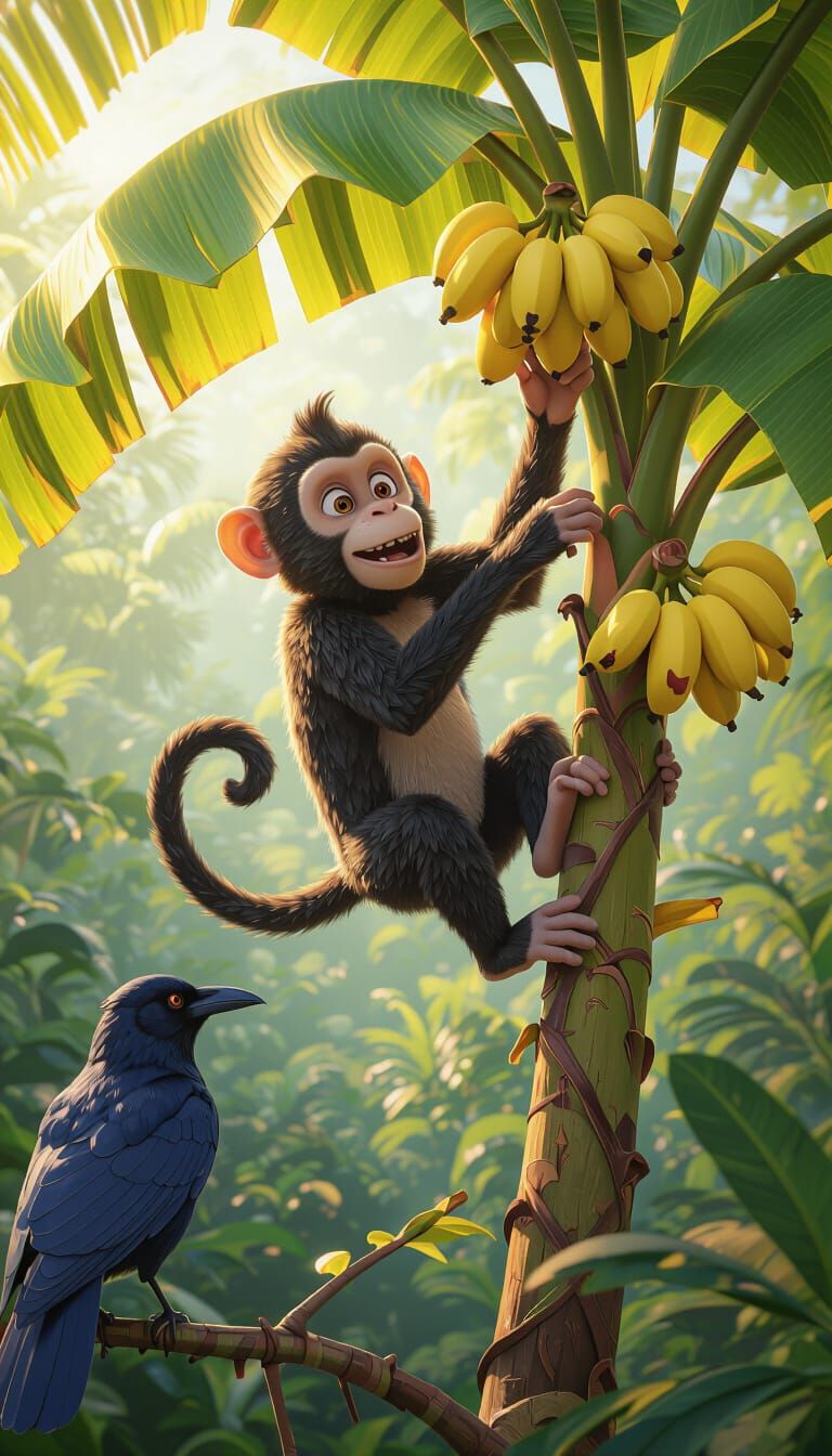 Monkey Mischief in Anime Jungle Style