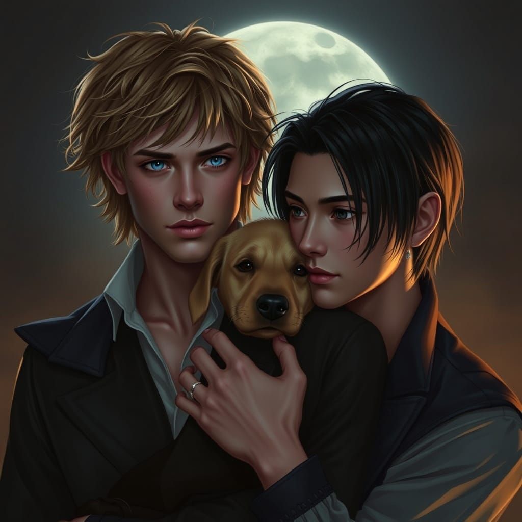 Moonlit Vampires in Tender Embrace