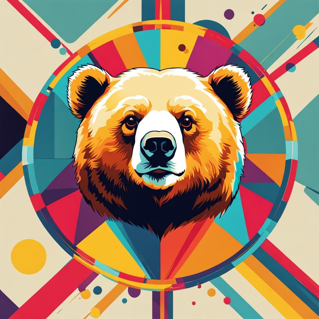 Cute Bear in Pop Art Style Screen Print