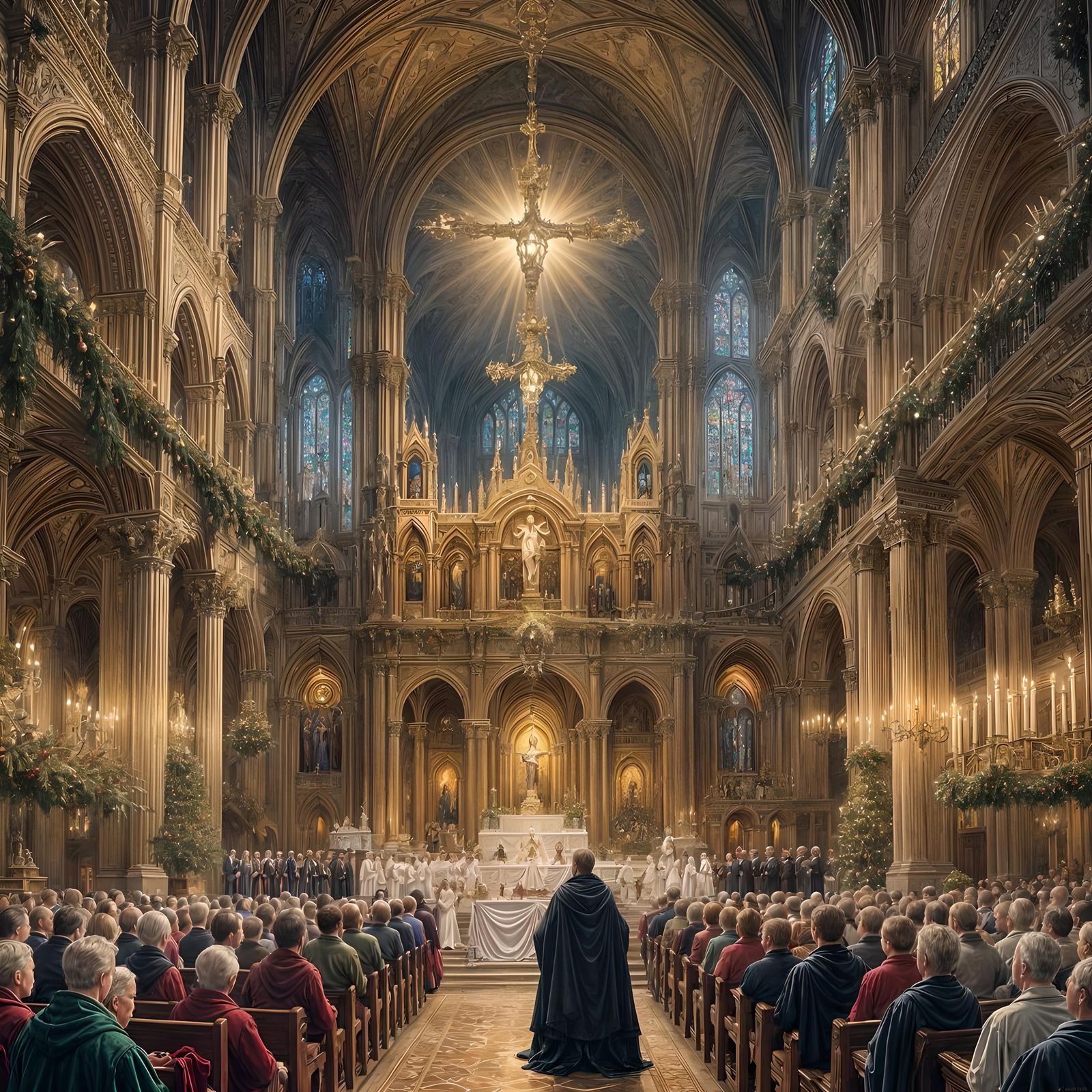 Victorian Christmas Midnight Mass in Cathedral