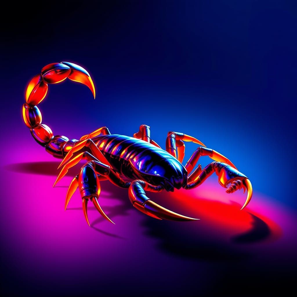 Vibrant Scorpion in Geometric Abstraction