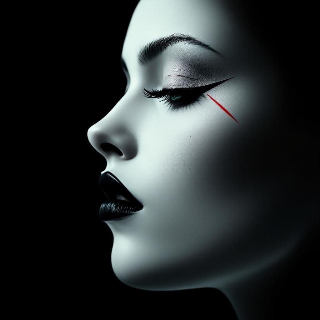 German Woman Portrait with Red Mark in Digital Art Style