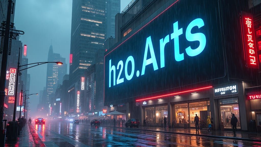 Cyberpunk Cityscape at Dusk with Neon Reflections