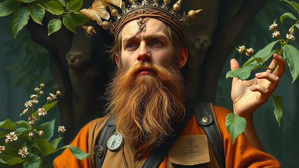 Philosopher in Nature: A Surrealist-Inspired Portrait