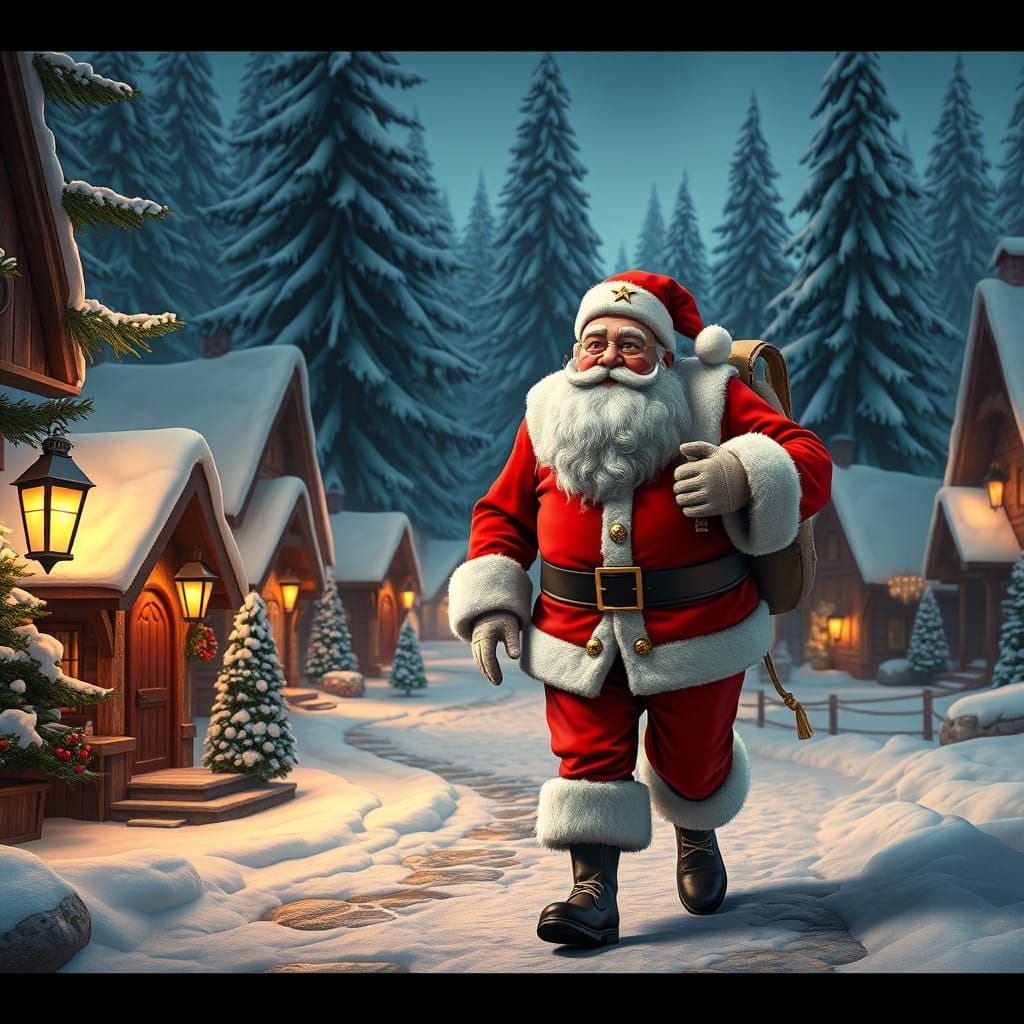 Jolly Santa Strolls Through Whimsical Christmas Village in V...