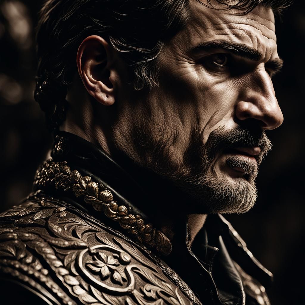 Dramatic Portrait of Spanish Man in Chiaroscuro Lighting