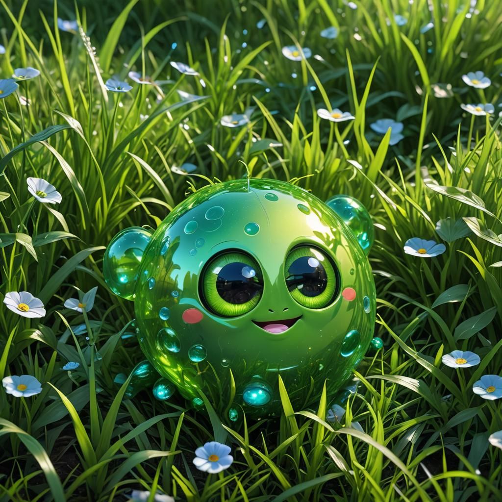 Cute Bioluminescent Character in 3D Art Style