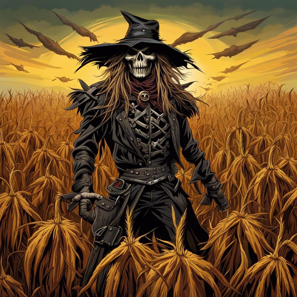 Scarecrow Illustration in Heavy Metal Style