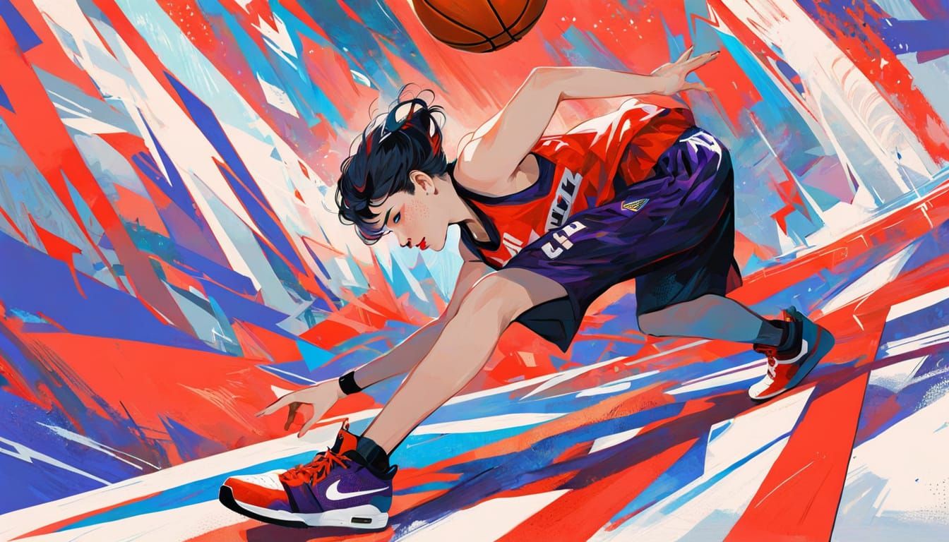 Woman in Utah Jazz Jersey on Basketball Court